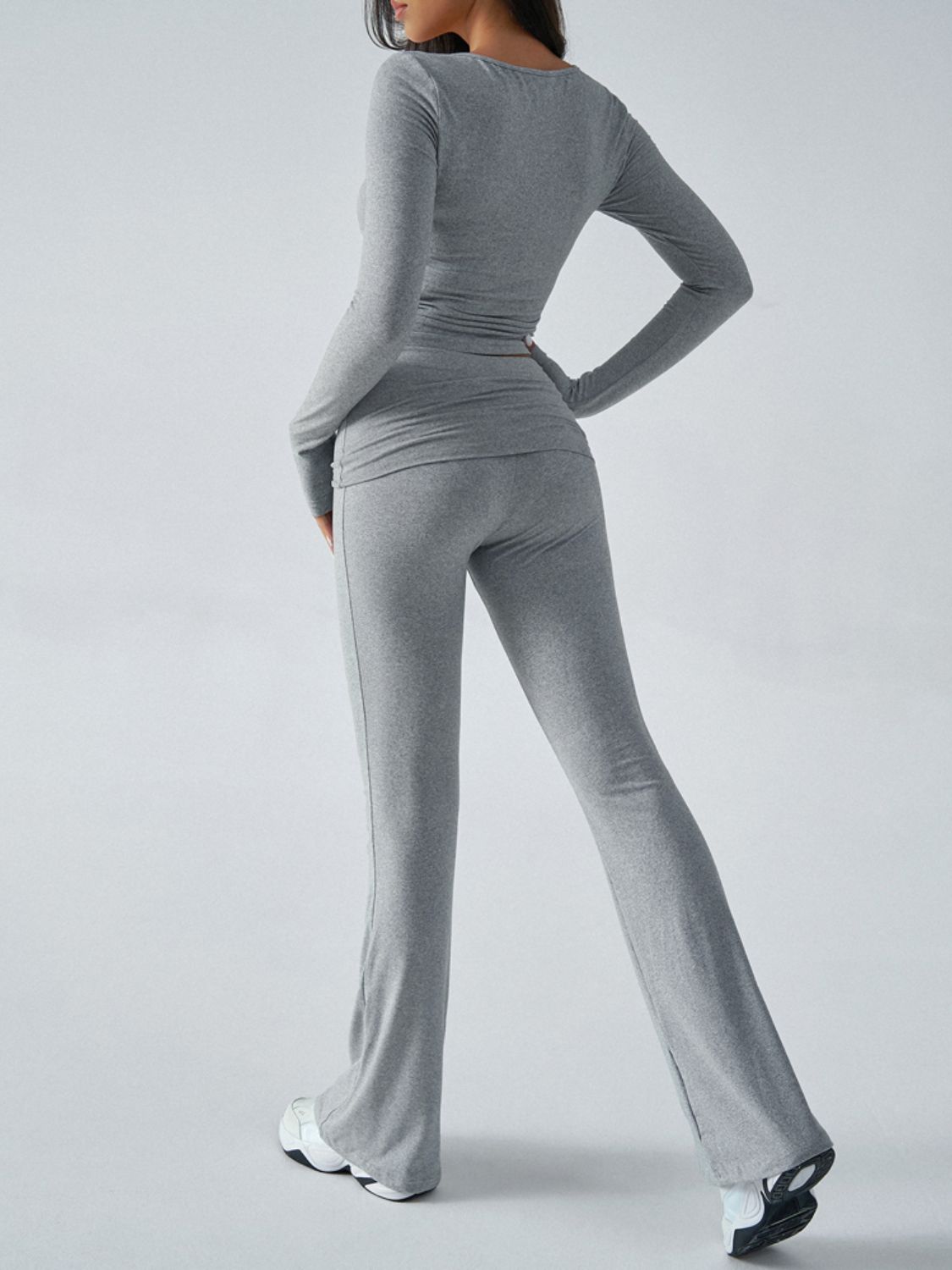 Ruched Long Sleeve Top and Pants Set